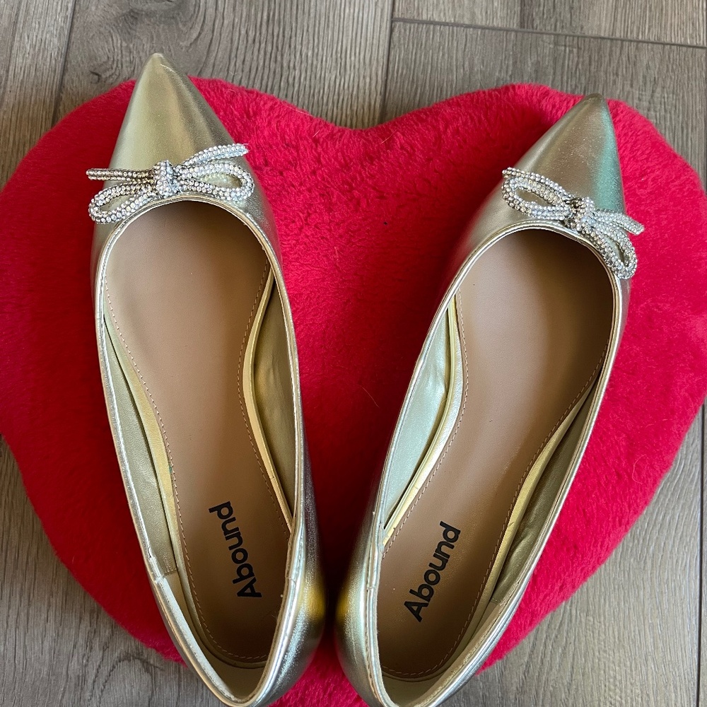 Gold Flats with Rhinestone Bows